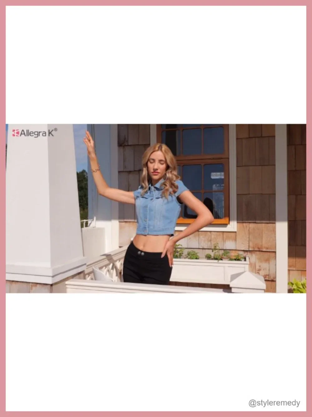Women's Cropped Denim Jacket Short Sleeve Jean Jacket Summer